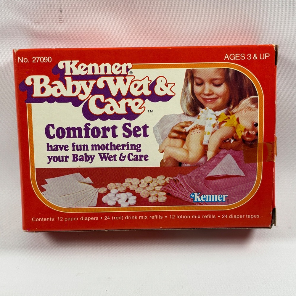 Vintage Kenner Baby Wet & Care Comfort Set Refill Tablets Diapers Open Complete